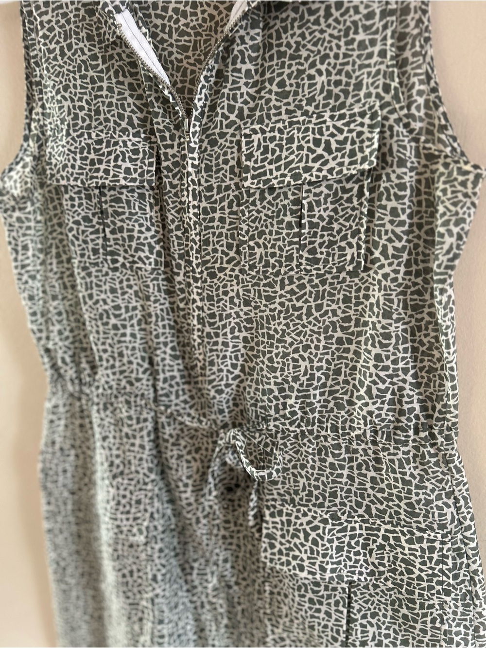 Anthropologie Green Abstract Mosaic Print Zip Front Utility Shirt Dress - Picture 4 of 6